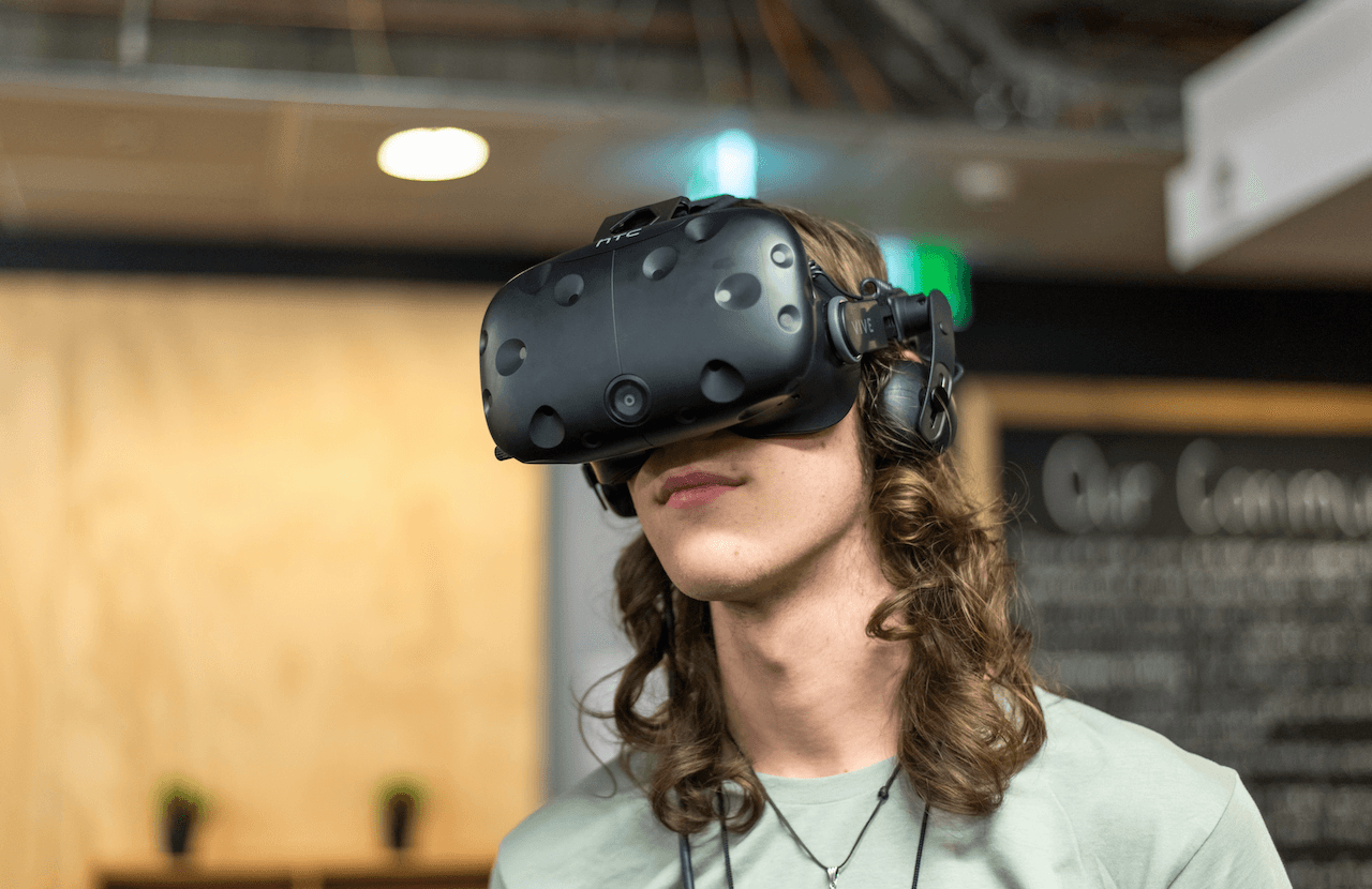 Student using a VR headset